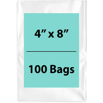 Clear Poly bags 1.25 Mil 4 inch (width) X 8 inch (Height) pack of 100 bags